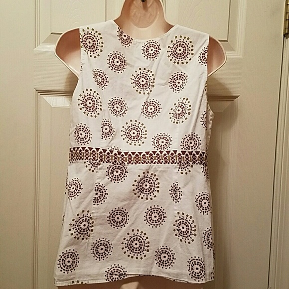 Ann Taylor Loft white & brown tank top, 12P - Picture 3 of 4